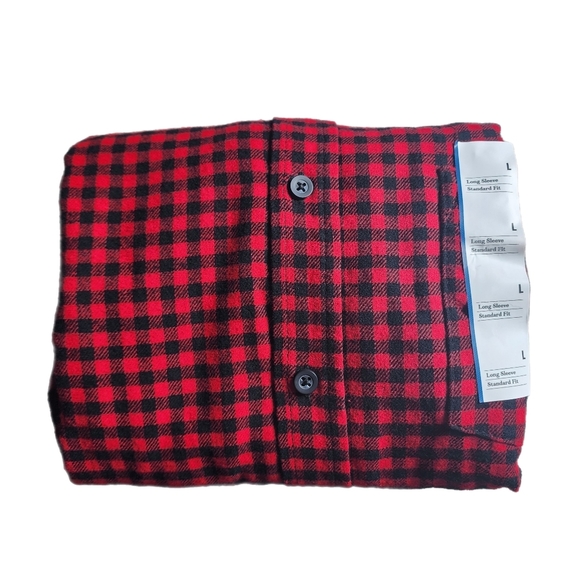 ✔️ Goodfellow & Co Men's Red Black Plaid Flannel Button Front Shirt. NWT - Picture 4 of 4
